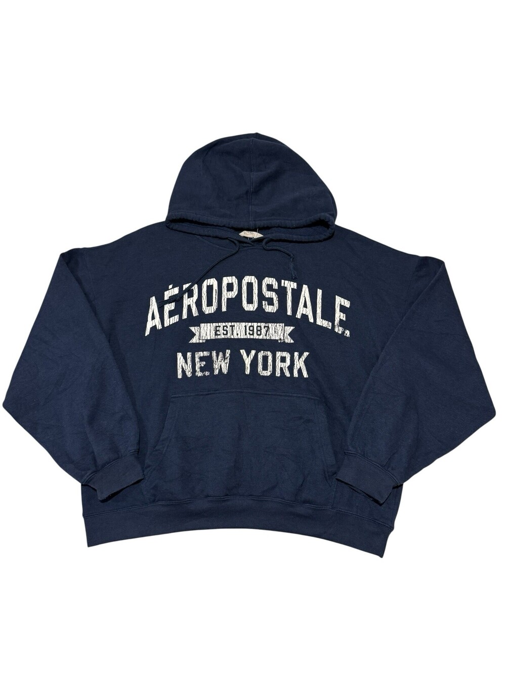 Vintage Aeropostale Hoodie S Navy Blue Spellout New York Est 1987 Graphic Men’s